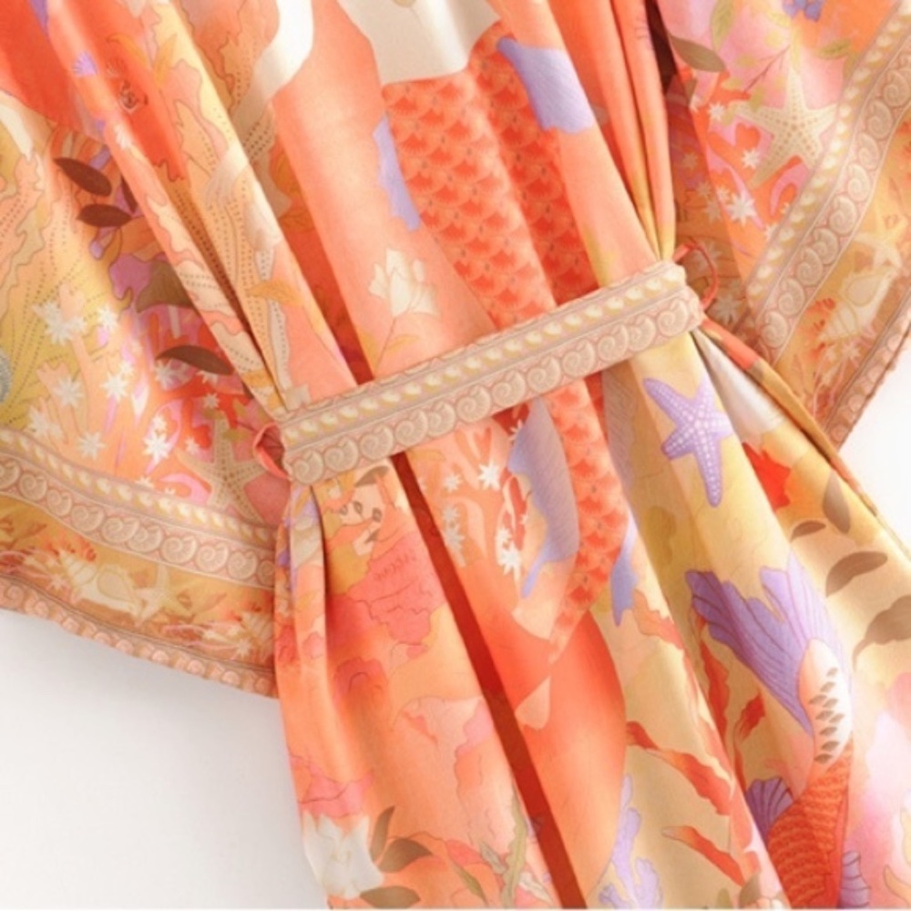 SOLD OUT Mermaid Dreams Boho Kimono Duster Robe Coverup - Picture 15 of 15